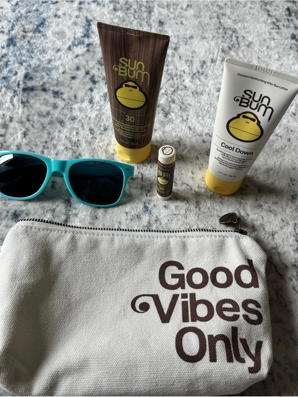 Good Vibes Only Canvas Pouch - With Sun Care Essentials